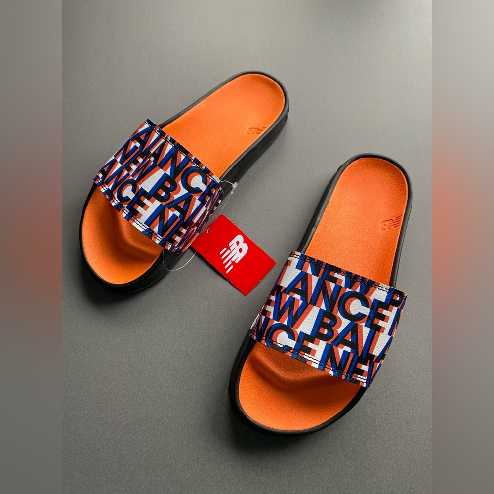 New Balance Men's 200 V1 Slide Sandal Orange/Blk/Blue men’s sz new no Box!